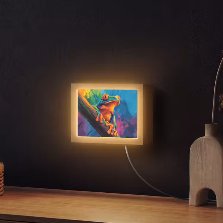 Lightbox - Wandlamp - Kikker - Felgekleurd - Tak - Regenboog — 2