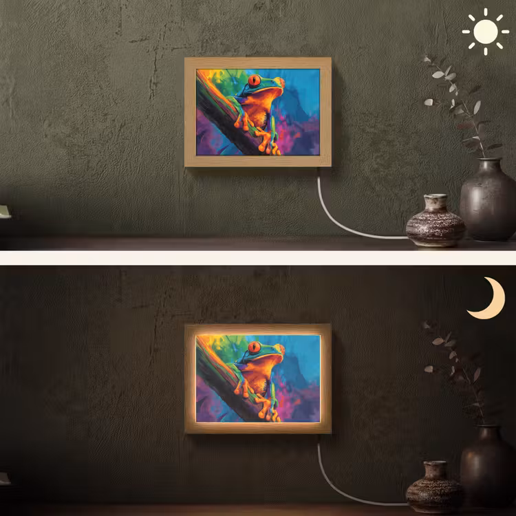 Lightbox - Wandlamp - Kikker - Felgekleurd - Tak - Regenboog — 3