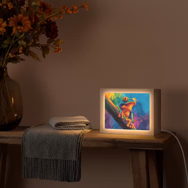 Lightbox - Wandlamp - Kikker - Felgekleurd - Tak - Regenboog — 5