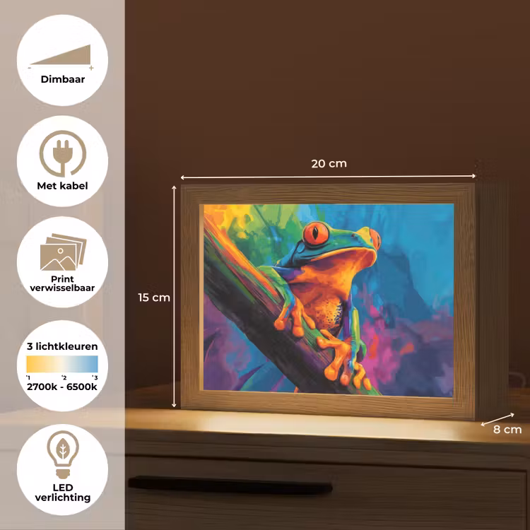 Lightbox - Wandlamp - Kikker - Felgekleurd - Tak - Regenboog — 9