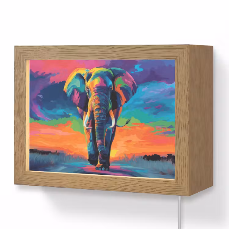 Lightbox - Wandlamp - Olifant - Kleurrijk - Lucht - Abstract — 1