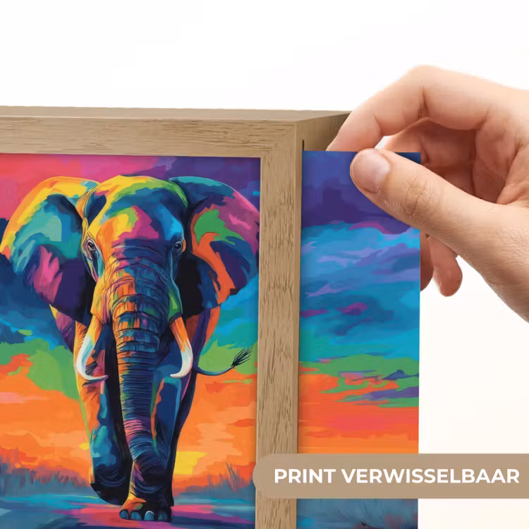 Lightbox - Wandlamp - Olifant - Kleurrijk - Lucht - Abstract — 6