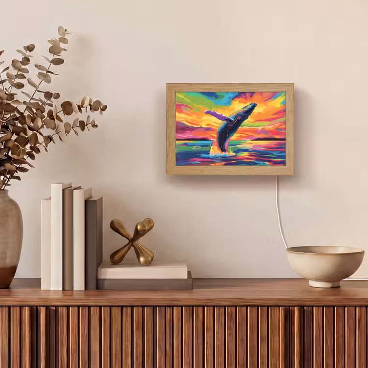 Lightbox - Wandlamp - Zonsondergang - Walvis - Geschilderd - Kleurrijk — 4