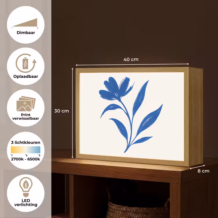 Lightbox - Wandlamp - Bloem - Blaadjes - Minimalistisch - Blauw — 10