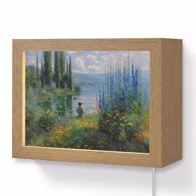 Lightbox - Wandlamp - Bloemen - Meer - Bergen - Groen — 1
