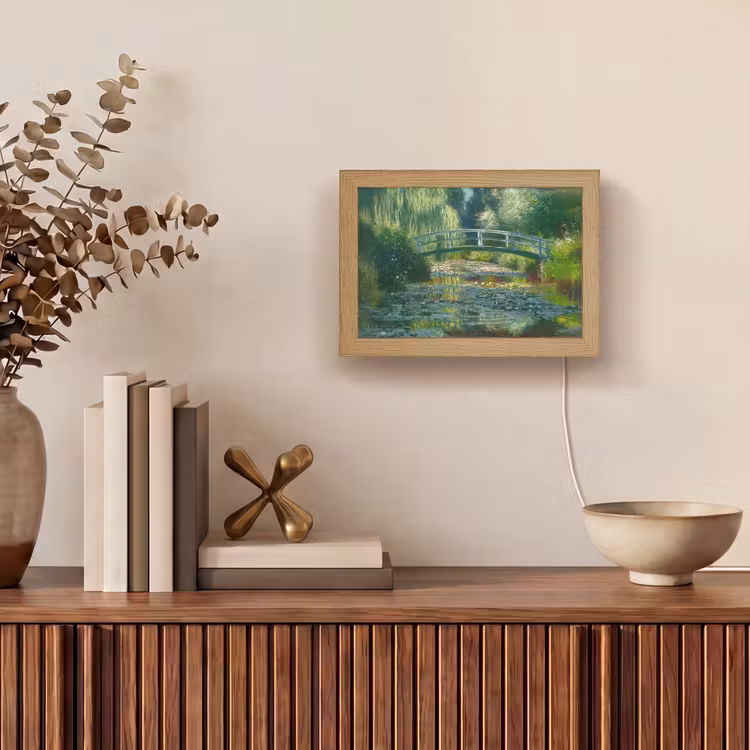 Lightbox - Wandlamp - Brug - Hout - Vijver - Waterlelies — 4