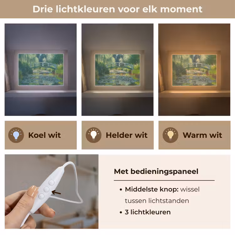 Lightbox - Wandlamp - Brug - Hout - Vijver - Waterlelies — 7