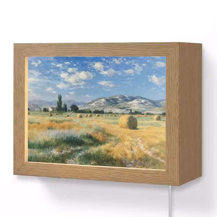 Lightbox - Wandlamp - Landschap - Strobalen - Bergen - Wolken — 1