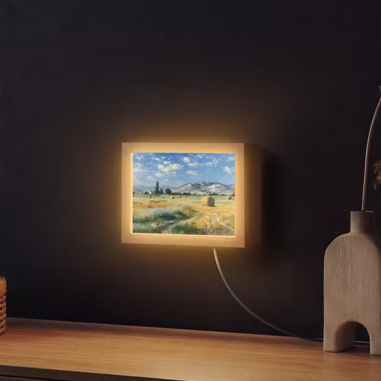 Lightbox - Wandlamp - Landschap - Strobalen - Bergen - Wolken — 2