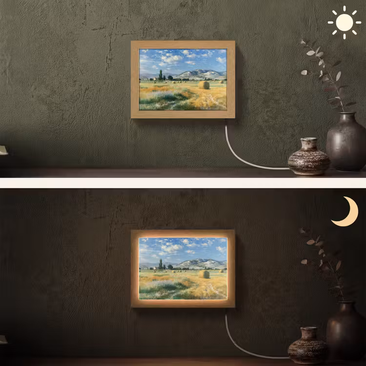 Lightbox - Wandlamp - Landschap - Strobalen - Bergen - Wolken — 3