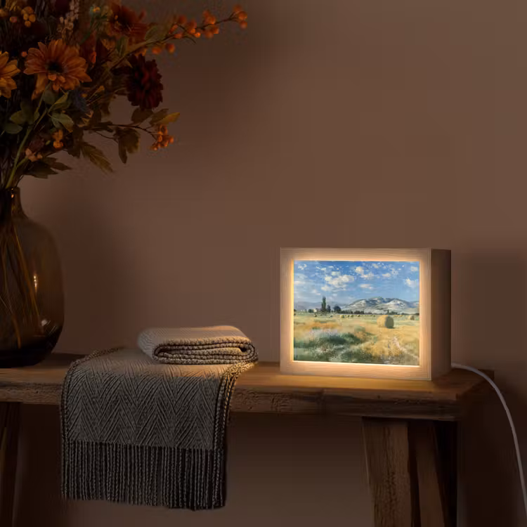 Lightbox - Wandlamp - Landschap - Strobalen - Bergen - Wolken — 5