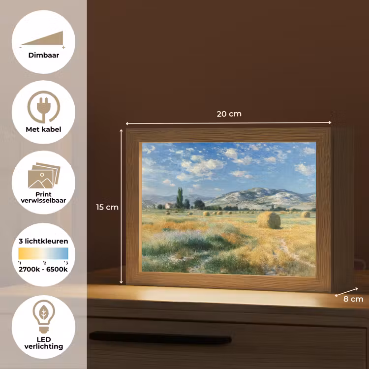 Lightbox - Wandlamp - Landschap - Strobalen - Bergen - Wolken — 9
