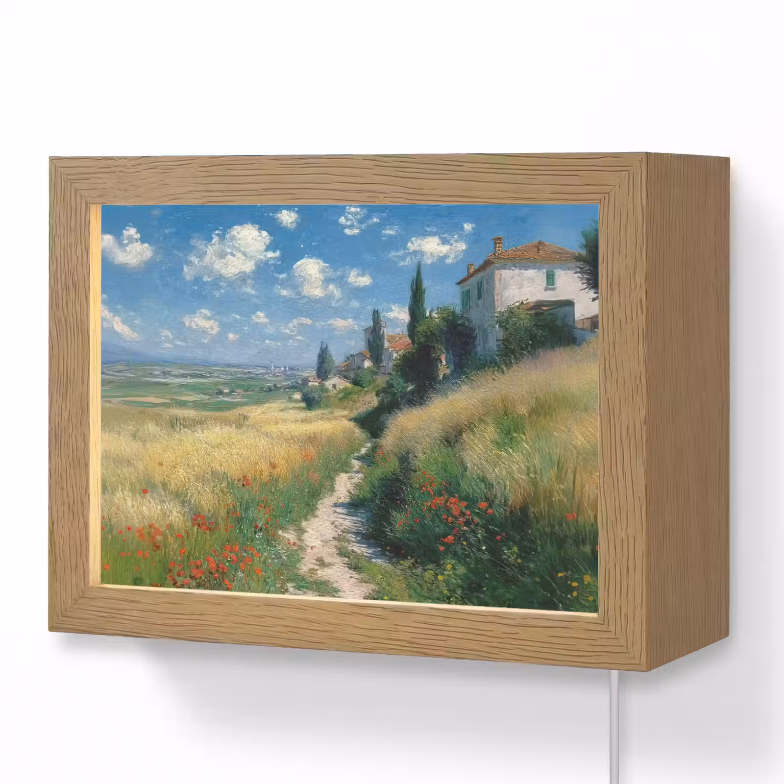 Lightbox - Wandlamp - Zandpad - Huis - Bomen - Grasveld — 1