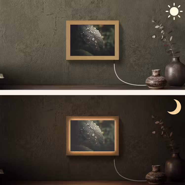 Lightbox - Wandlamp - Blad - Groen - Nerven - Regendruppels — 3