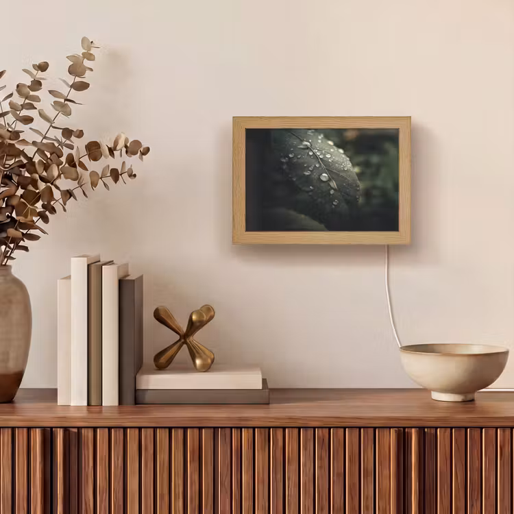 Lightbox - Wandlamp - Blad - Groen - Nerven - Regendruppels — 4