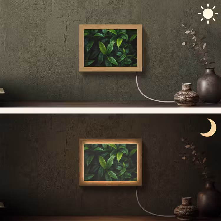 Lightbox - Wandlamp - Bladeren - Regendruppels - Licht - Groen — 3