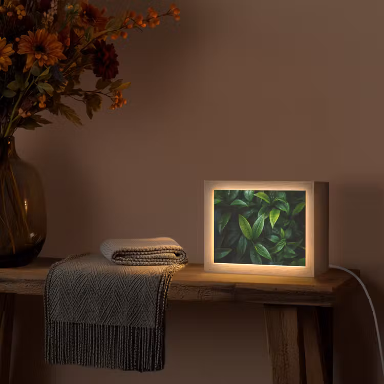 Lightbox - Wandlamp - Bladeren - Regendruppels - Licht - Groen — 5