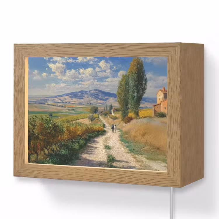 Lightbox - Wandlamp - Mensen - Wandelen - Zandpad - Velden — 1