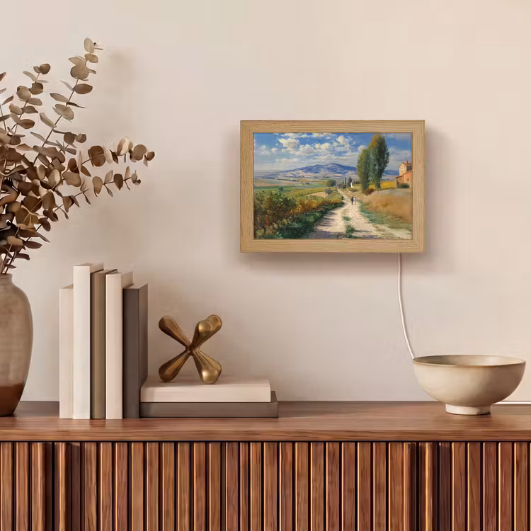 Lightbox - Wandlamp - Mensen - Wandelen - Zandpad - Velden — 4