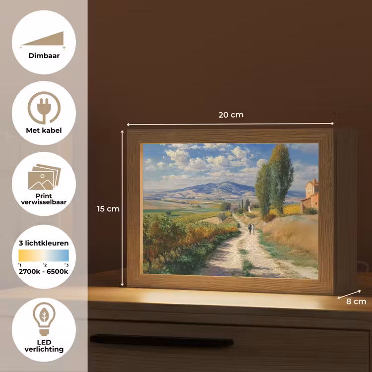Lightbox - Wandlamp - Mensen - Wandelen - Zandpad - Velden — 9