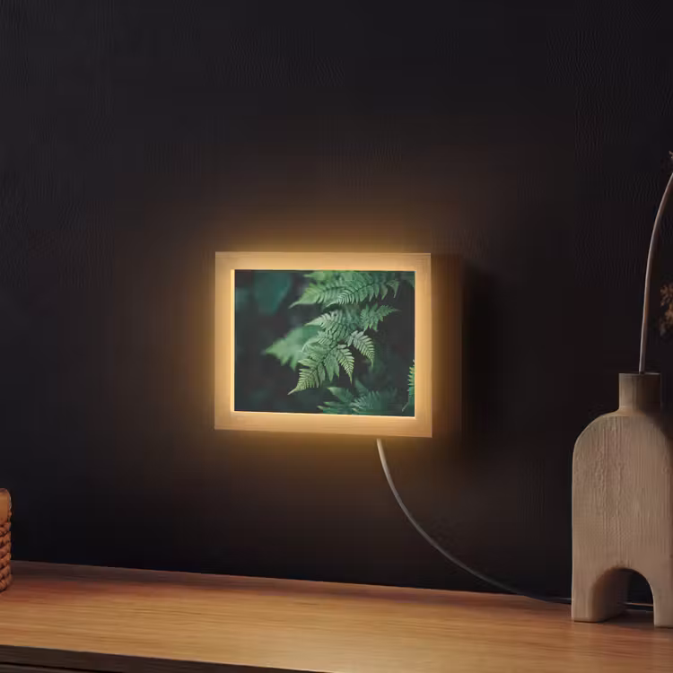 Lightbox - Wandlamp - Varenblad - Groen - Structuur - Wazig — 2
