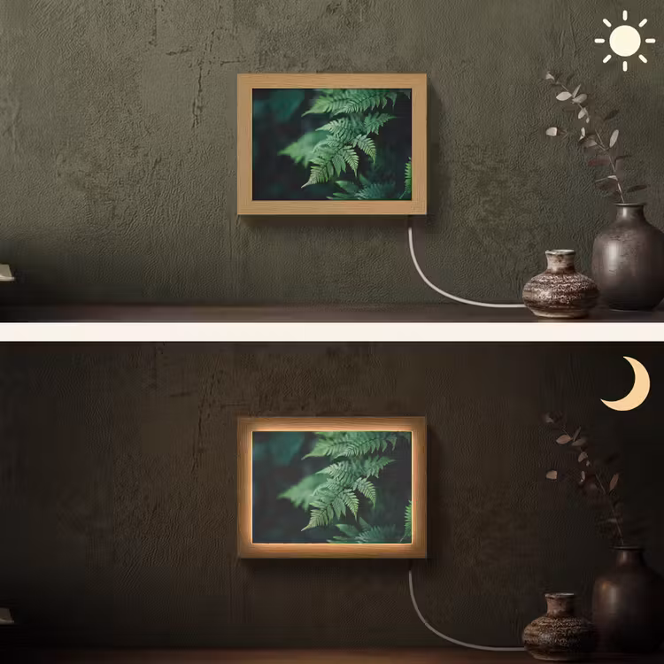 Lightbox - Wandlamp - Varenblad - Groen - Structuur - Wazig — 3