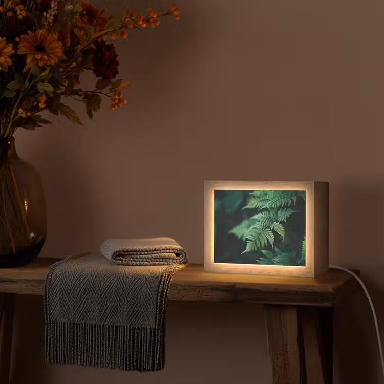 Lightbox - Wandlamp - Varenblad - Groen - Structuur - Wazig — 5