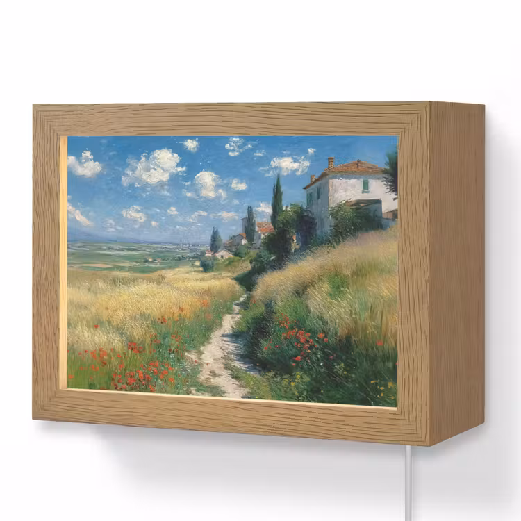 Lightbox - Wandlamp - Zandpad - Huis - Bomen - Grasveld — 1