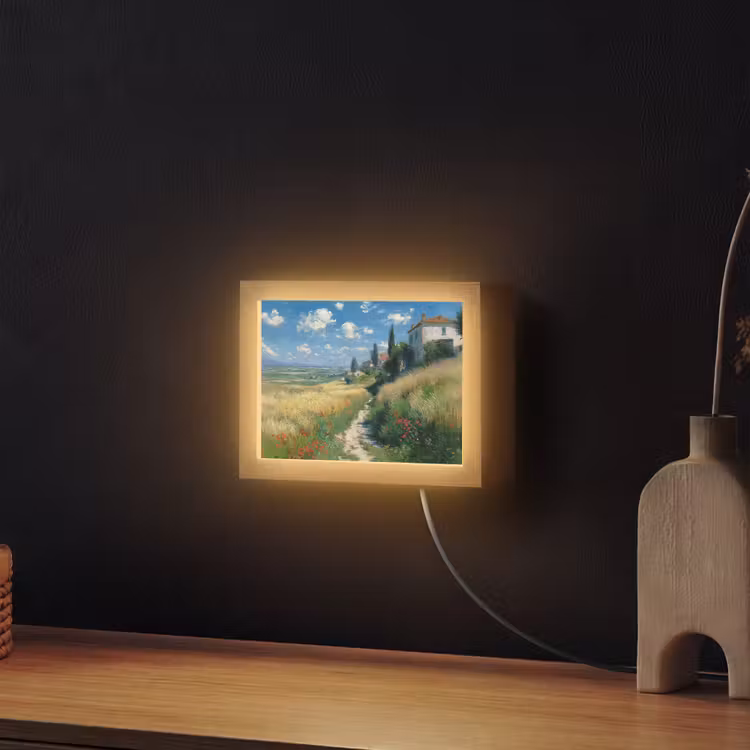 Lightbox - Wandlamp - Zandpad - Huis - Bomen - Grasveld — 2