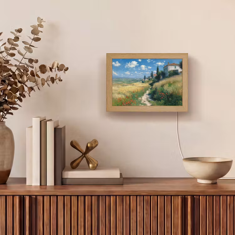 Lightbox - Wandlamp - Zandpad - Huis - Bomen - Grasveld — 4