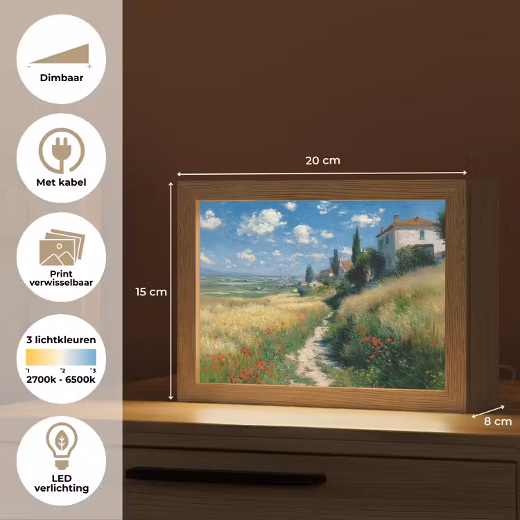 Lightbox - Wandlamp - Zandpad - Huis - Bomen - Grasveld — 9