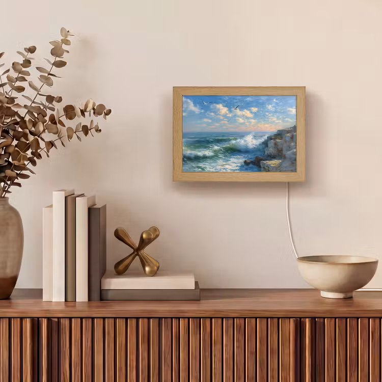 Lightbox - Wandlamp - Zee - Golven - Rotsen - Meeuwen — 4