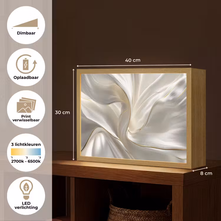 Lightbox - Wandlamp - Stof - Plooien - Goud — 10