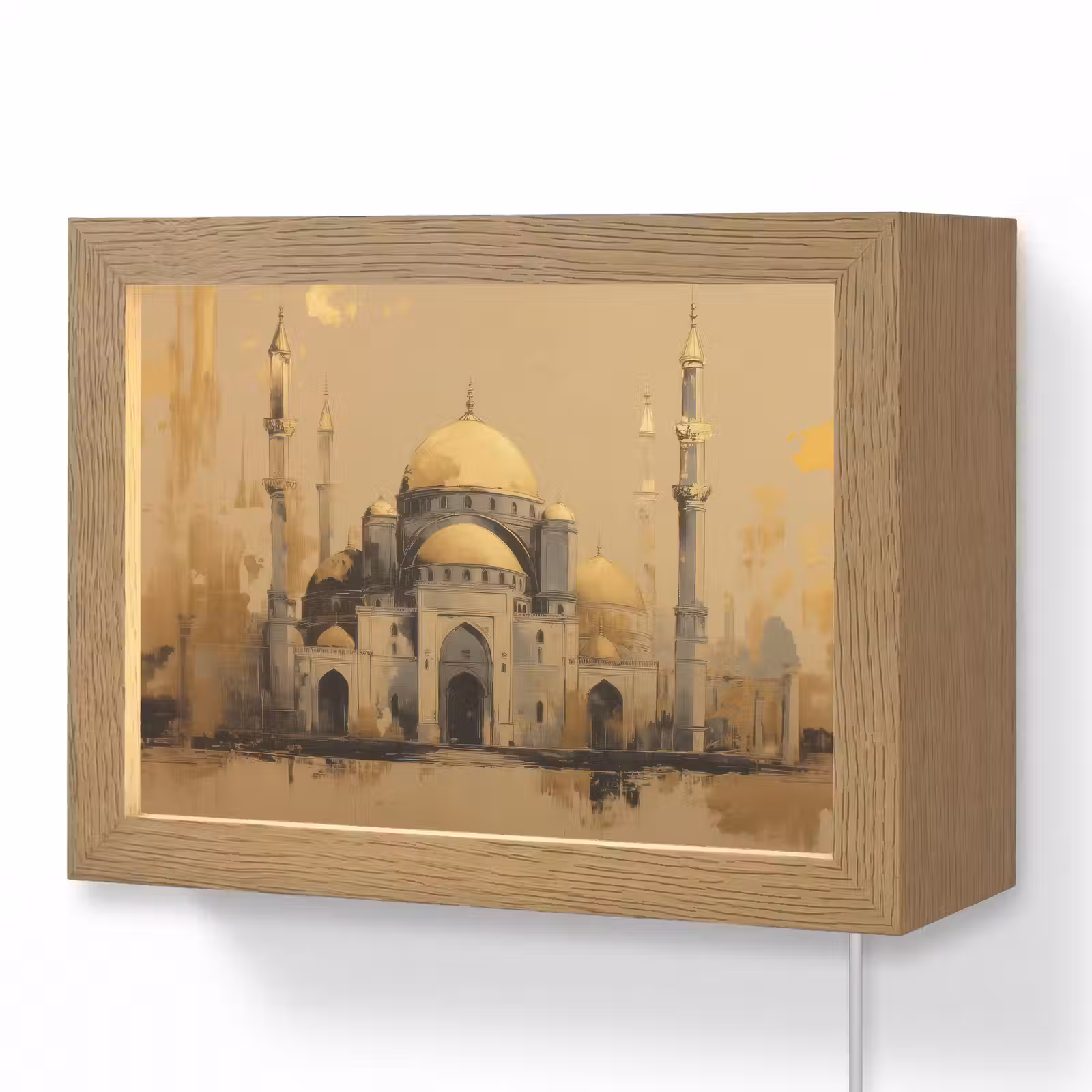 Lightbox - Wandlamp - Goud - Abstracte penseelstreken - Moskee — 1