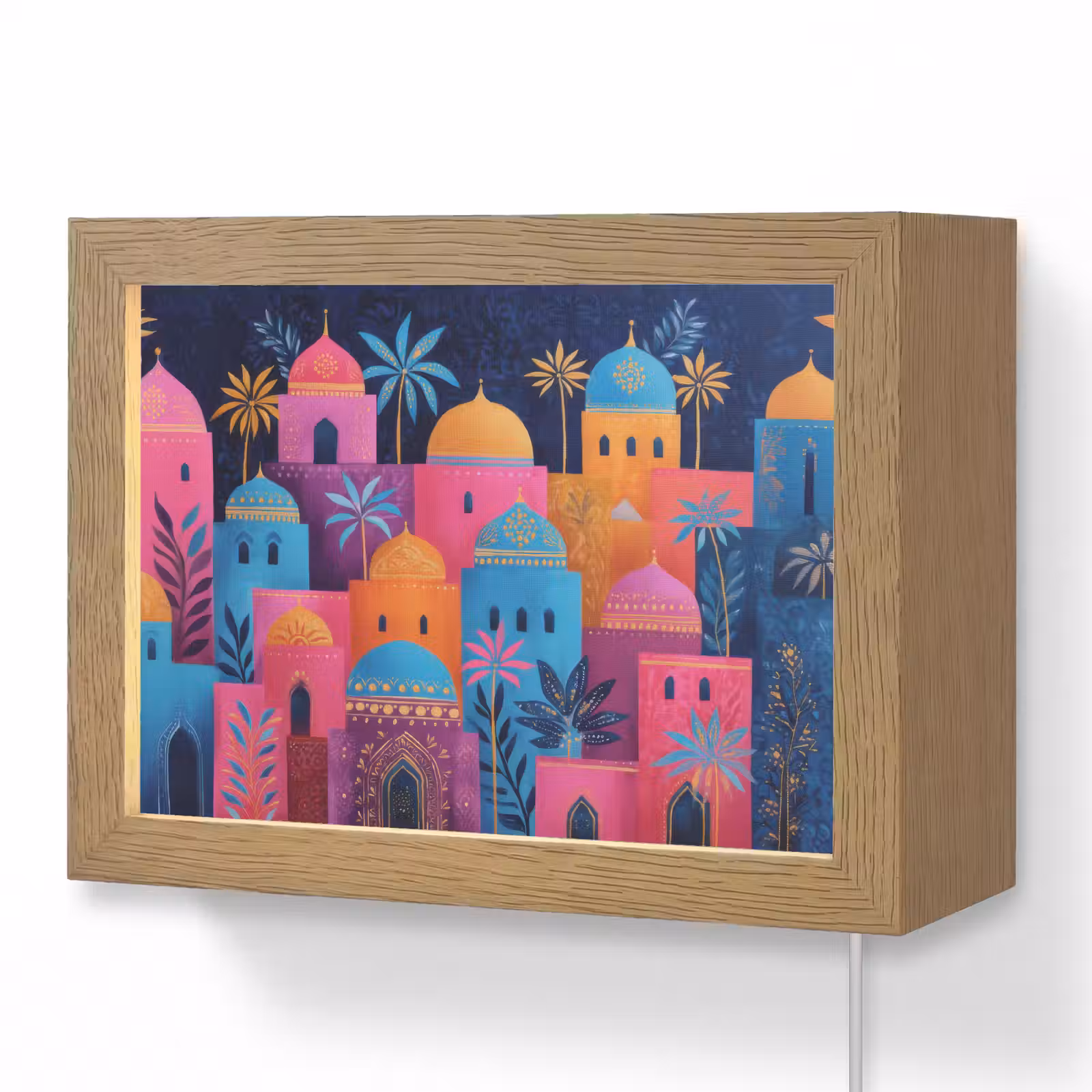 Lightbox - Wandlamp - Kleurrijke gebouwen - Avondlicht - Islamitisch — 1