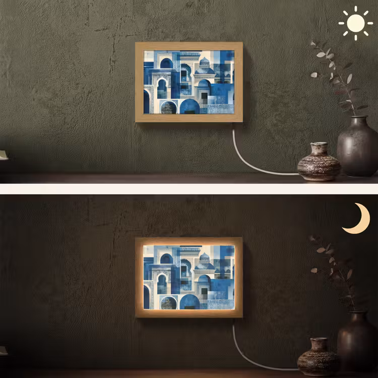 Lightbox - Wandlamp - Abstract - Islamitisch - Blauw - Wit — 3