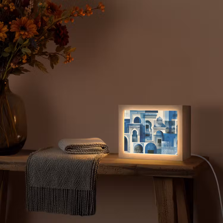 Lightbox - Wandlamp - Abstract - Islamitisch - Blauw - Wit — 5