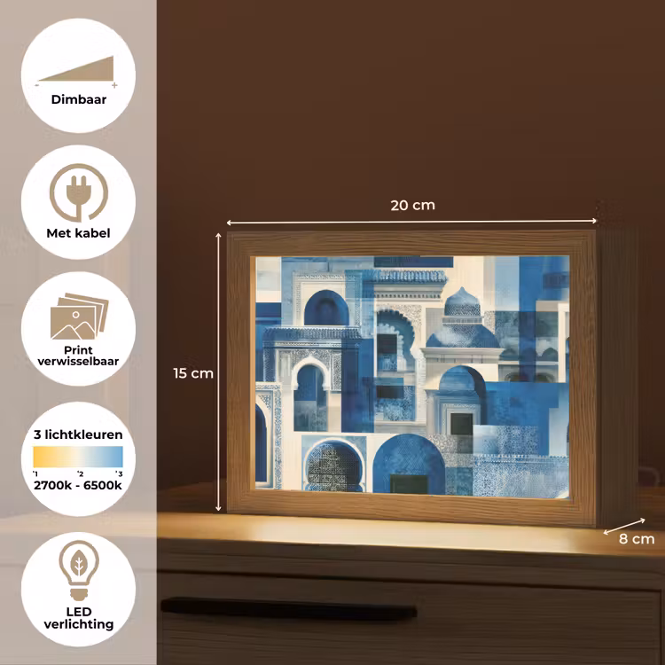 Lightbox - Wandlamp - Abstract - Islamitisch - Blauw - Wit — 9