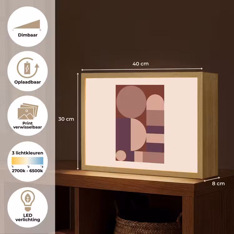 Lightbox - Wandlamp - Geometrisch - Cirkels - Rood — 10
