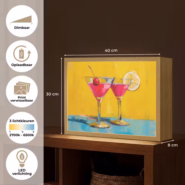 Lightbox - Wandlamp - Glazen - Cocktail - Citroen - Kers — 10