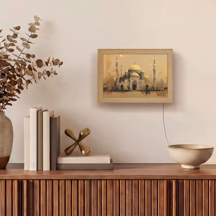 Lightbox - Wandlamp - Goud - Abstracte penseelstreken - Moskee — 4