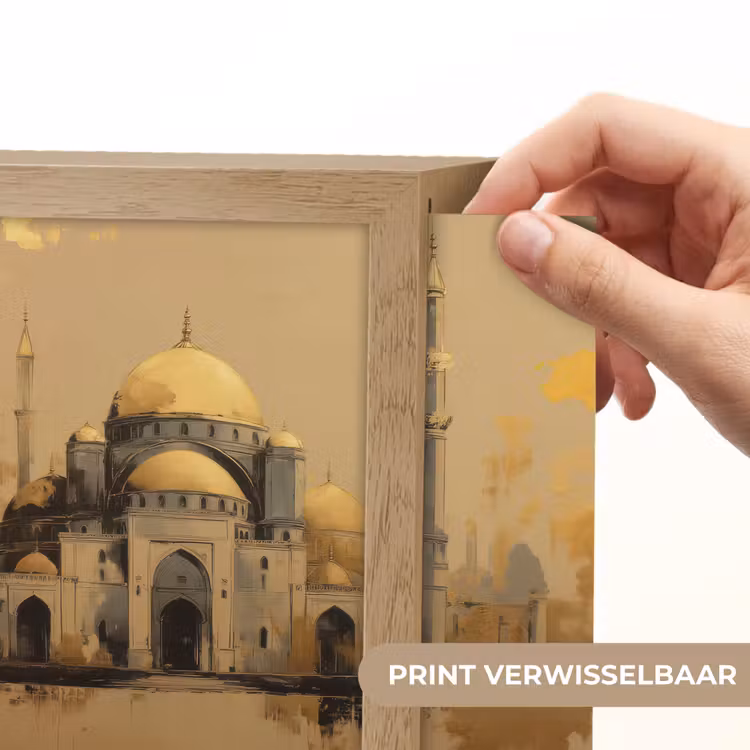 Lightbox - Wandlamp - Goud - Abstracte penseelstreken - Moskee — 6