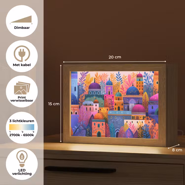 Lightbox - Wandlamp - Kleurrijk paradijs - Levendig - Islamitisch — 9