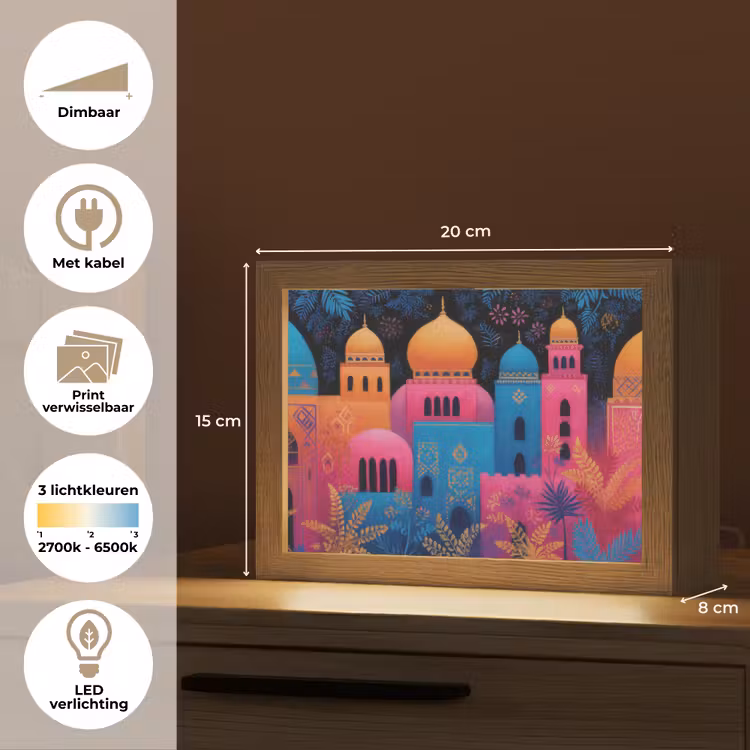Lightbox - Wandlamp - Kleurrijk - Stad - Nacht - Islamitisch — 9