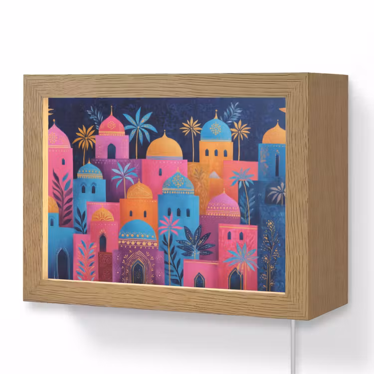 Lightbox - Wandlamp - Kleurrijke gebouwen - Avondlicht - Islamitisch — 1