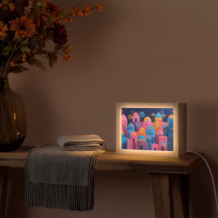 Lightbox - Wandlamp - Kleurrijke gebouwen - Avondlicht - Islamitisch — 5