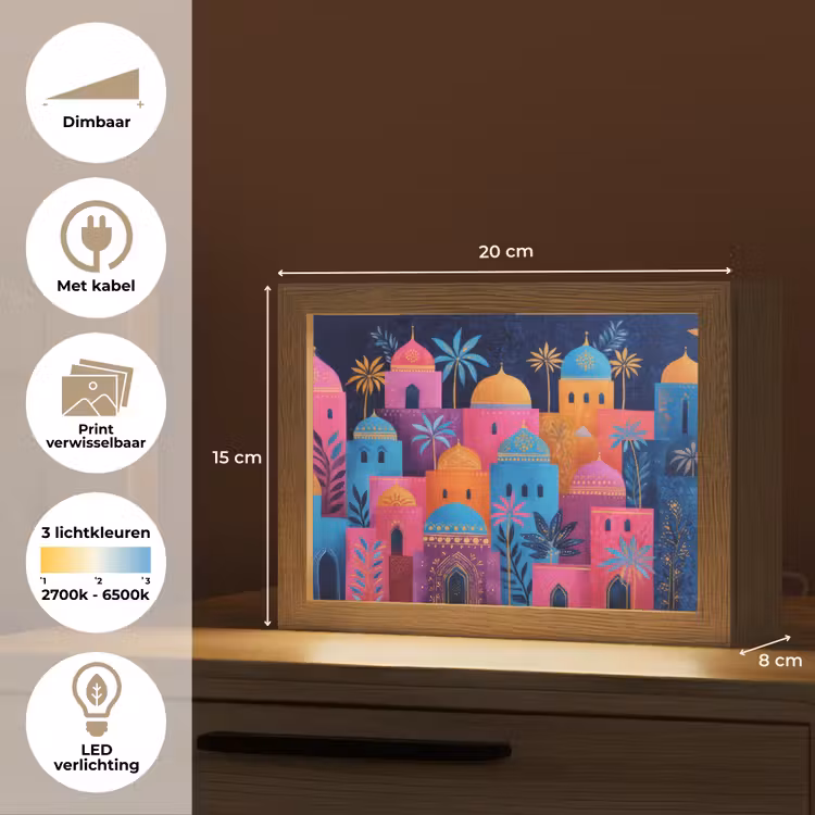 Lightbox - Wandlamp - Kleurrijke gebouwen - Avondlicht - Islamitisch — 9