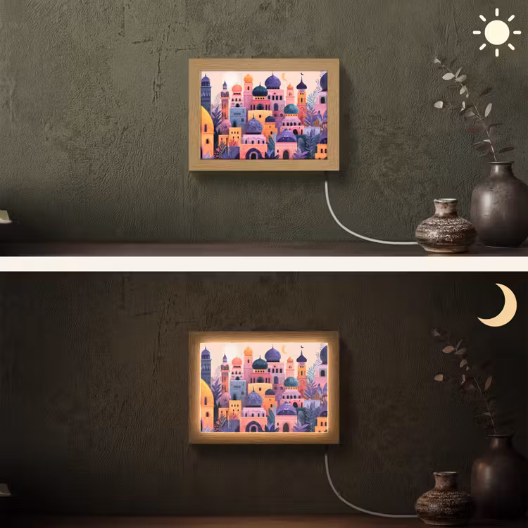 Lightbox - Wandlamp - Kleurrijke stad - Zon - Islamitisch — 3