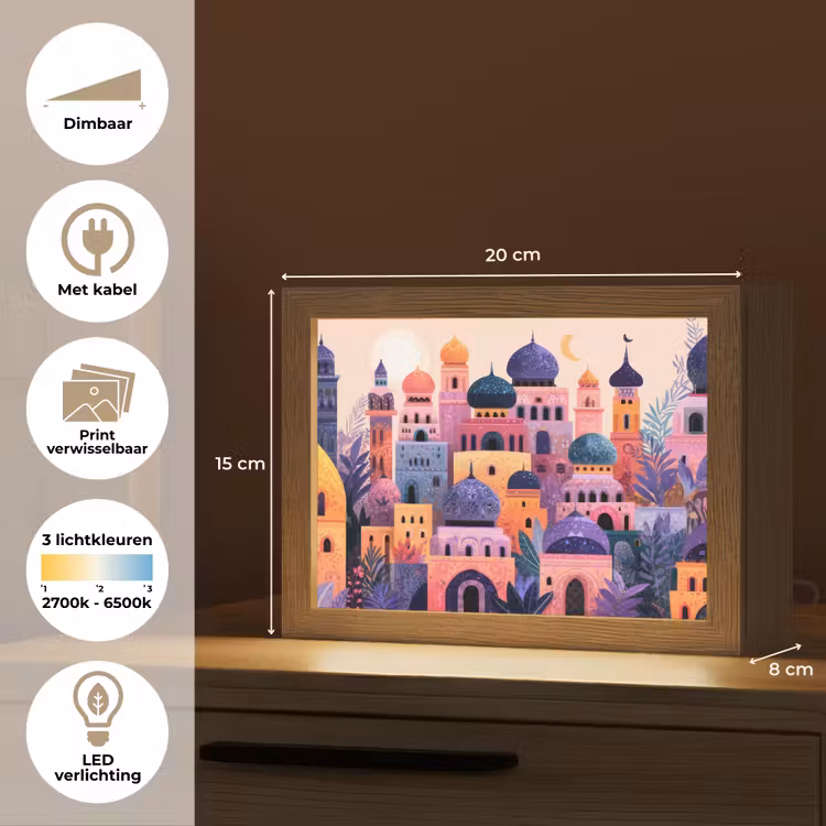 Lightbox - Wandlamp - Kleurrijke stad - Zon - Islamitisch — 9