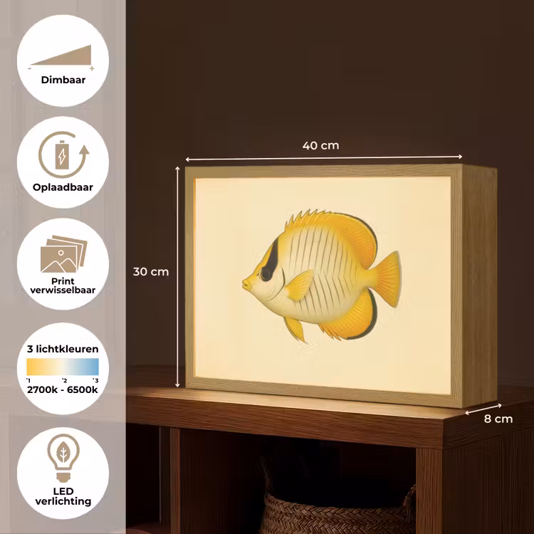 Lightbox - Wandlamp - Ovaal - Vis - Geel - Schubben — 10